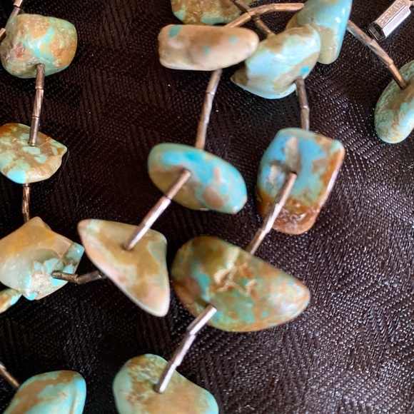 Vintage 1940’s Navajo Kingman Mined Turquoise & “Liquid Silver” Beaded Necklace - Picture 7 of 17